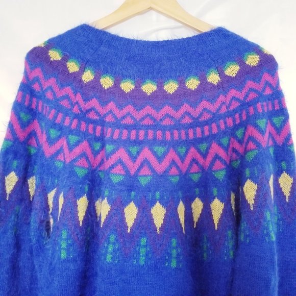 Time and Tru Fair Isle Sweater Blue Multi 80's/90's NWT - Picture 13 of 15
